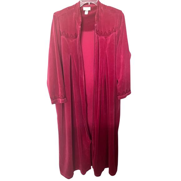 CABERNET WOMAN LONG SLEEVE FULL-LENGTH FLANNEL ROBE, WOMANS, 1X, BURGUNDY - Picture 4 of 12